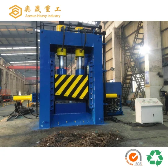 China Industrieschrott Eisen Stahl Aluminium Bewehrungsstahl Runde quadratische Stahlplatte Guillotine Portalschere Schneiden Recycling Schermaschine Hersteller